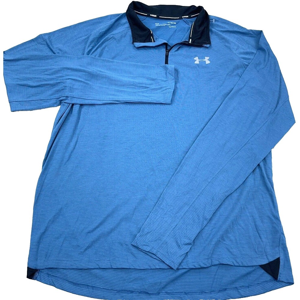 Under Armour Shirt Men XL Blue Tee Pullover Quarter‎ Zip Performance Run Thin *